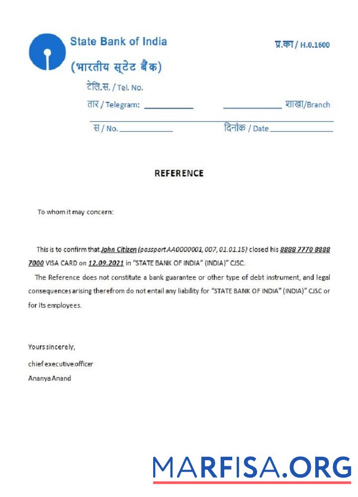 Realistic India State Bank of India closure reference template